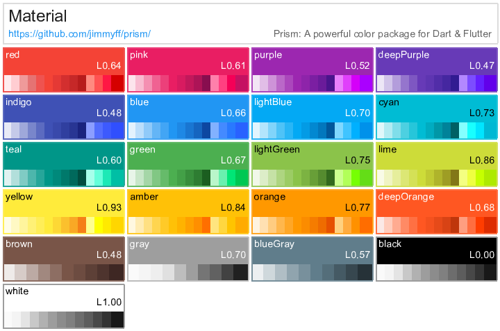 Material RGB palette