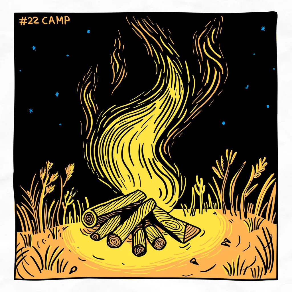 A campfire crackling away
