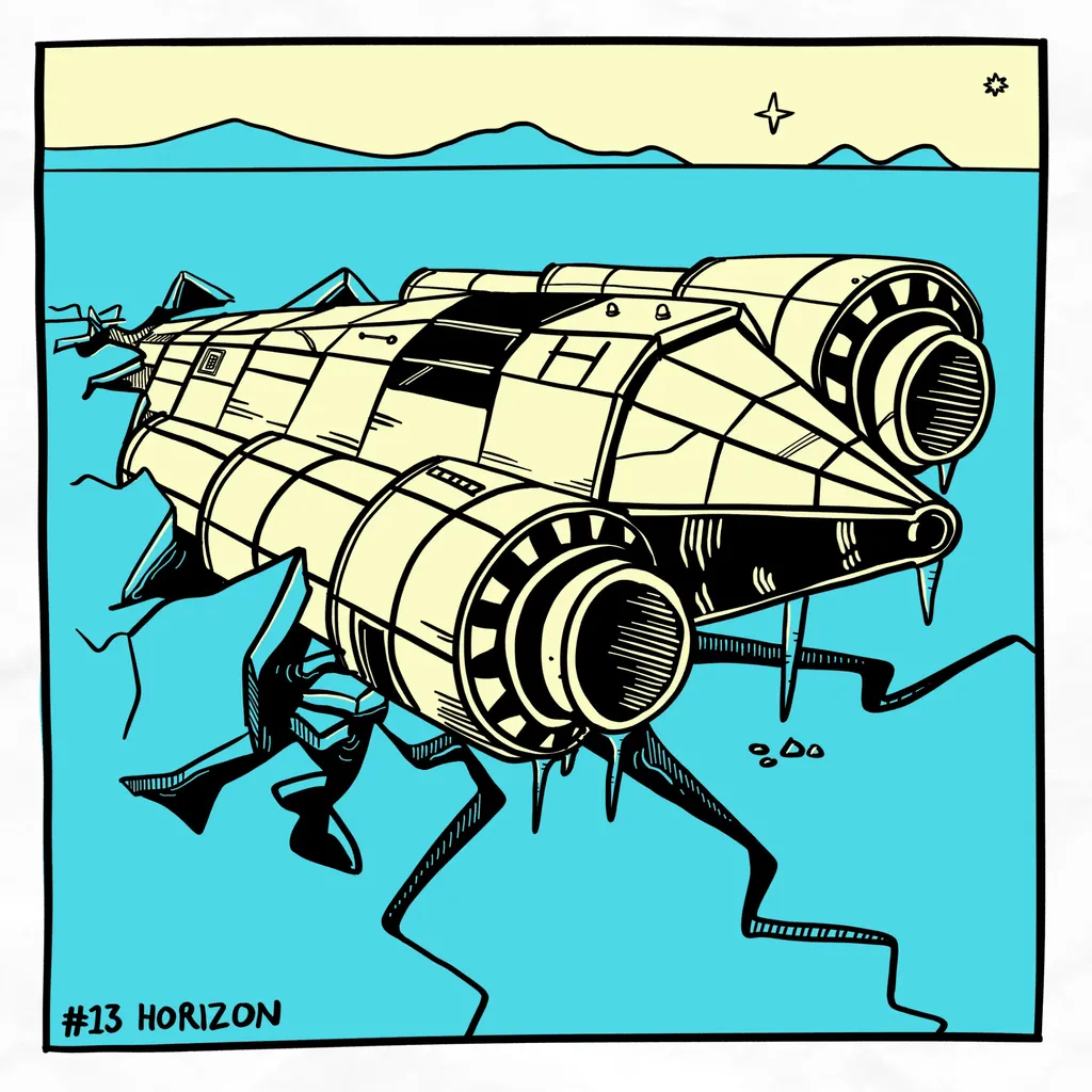 Alien Starship crashed in horizon of ice