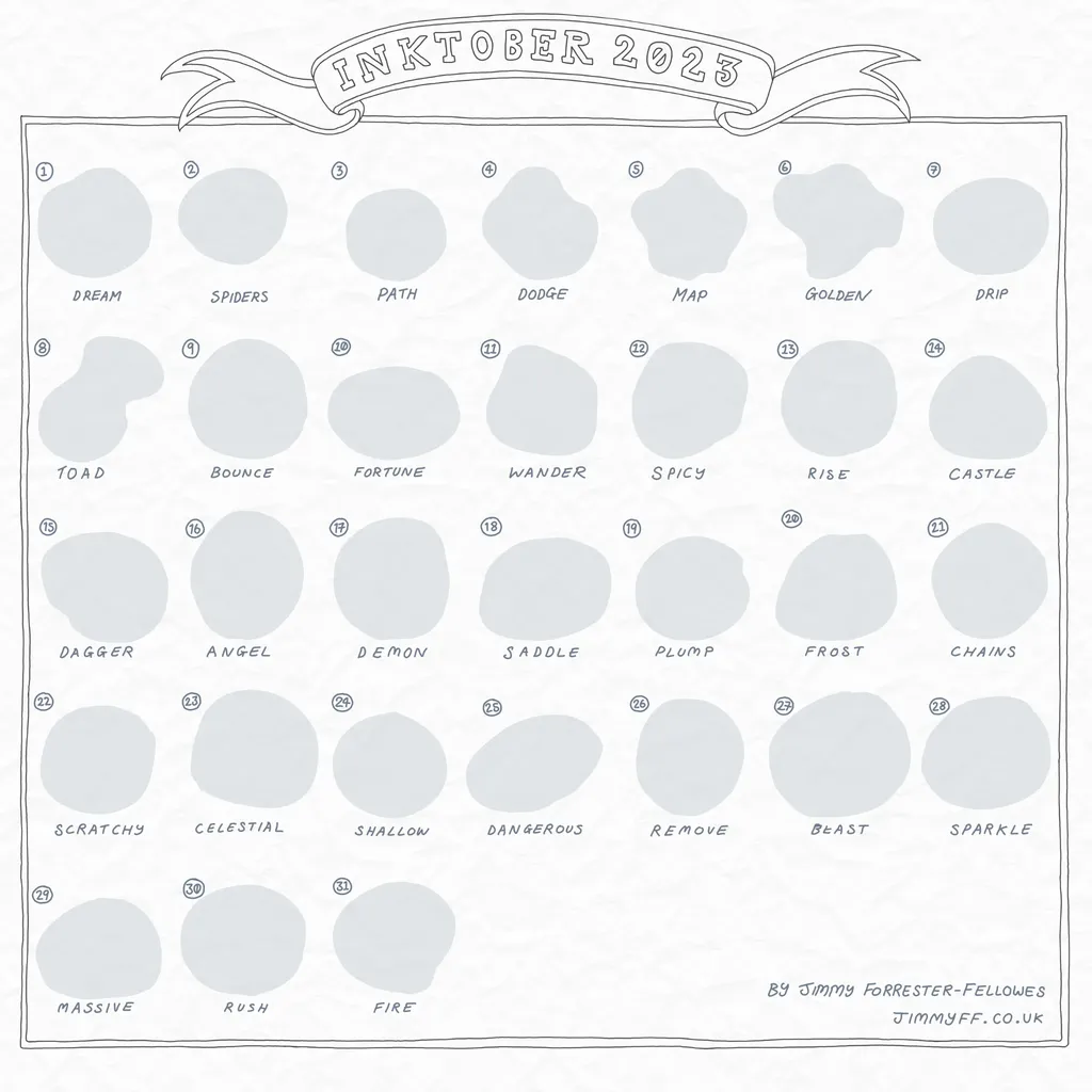 Empty Inktober 2023 grid Empty Inktober 2023 grid