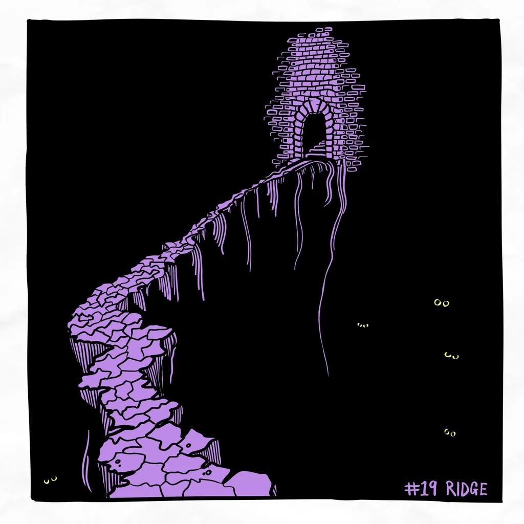 A narrow ridge over a chasm with evil eyes below A narrow ridge over a chasm with evil eyes below