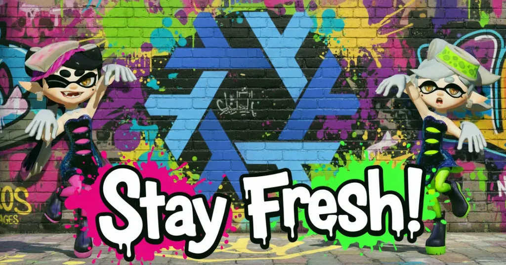 Splatoon characters Callie & Marie with the text 'Stay Fresh!'